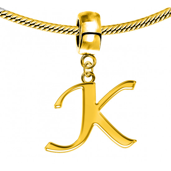 Gold Plated Initials Plain Charm for  Pandora Bracelets - Letters A to Z