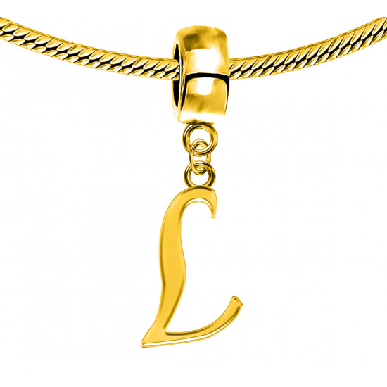 Gold Plated Initials Plain Charm for  Pandora Bracelets - Letters A to Z