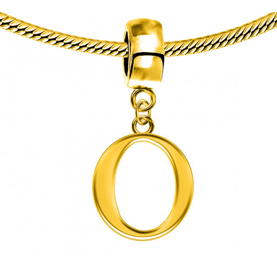 Gold Plated Initials Plain Charm for  Pandora Bracelets - Letters A to Z