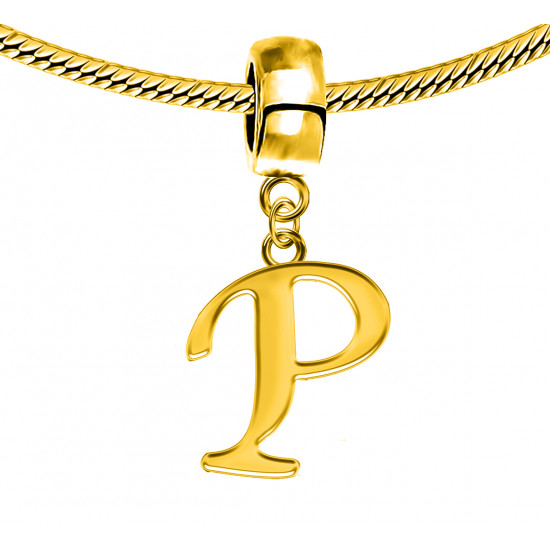 Gold Plated Initials Plain Charm for  Pandora Bracelets - Letters A to Z