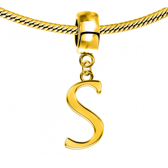 Gold Plated Initials Plain Charm for  Pandora Bracelets - Letters A to Z