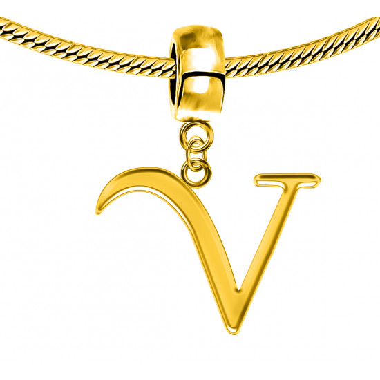 Gold Plated Initials Plain Charm for  Pandora Bracelets - Letters A to Z