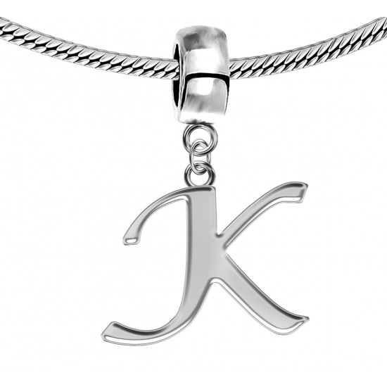 Silver Initials Charm for  Pandora and Troll Bracelet - Fits All Pandora Bracelets - Letters A to Z