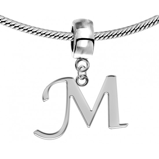 Silver Initials Charm for  Pandora and Troll Bracelet - Fits All Pandora Bracelets - Letters A to Z