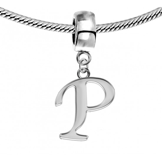 Silver Initials Charm for  Pandora and Troll Bracelet - Fits All Pandora Bracelets - Letters A to Z