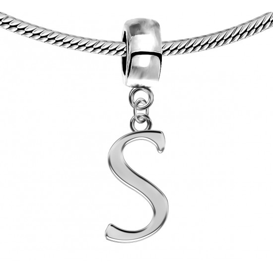 Silver Initials Charm for  Pandora and Troll Bracelet - Fits All Pandora Bracelets - Letters A to Z