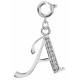 Silver Initials Charm with CZ  Crystals - Round Spring Clasp