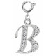 Silver Initials Charm with CZ  Crystals - Round Spring Clasp