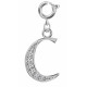 Silver Initials Charm with CZ  Crystals - Round Spring Clasp