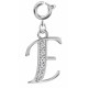 Silver Initials Charm with CZ  Crystals - Round Spring Clasp