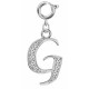 Silver Initials Charm with CZ  Crystals - Round Spring Clasp