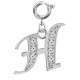 Silver Initials Charm with CZ  Crystals - Round Spring Clasp