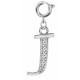 Silver Initials Charm with CZ  Crystals - Round Spring Clasp