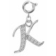 Silver Initials Charm with CZ  Crystals - Round Spring Clasp