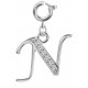 Silver Initials Charm with CZ  Crystals - Round Spring Clasp