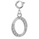 Silver Initials Charm with CZ  Crystals - Round Spring Clasp