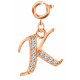 Silver Initials Charm with CZ  Crystals, Rose Gold Plated - Round Spring Clasp