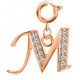 Silver Initials Charm with CZ  Crystals, Rose Gold Plated - Round Spring Clasp
