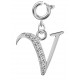 Silver Initials Charm with CZ  Crystals - Round Spring Clasp