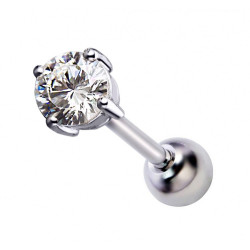 Surgical Steel 316L Barbell with AAA Laser Cut Clear Round Crystals - Quality tested by Sheffield Assay Office England