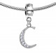 Bracelet compatible Silver Initial Charm with CZ  Crystals - Fits all European Bracelets - Letters A to Z
