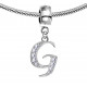 Bracelet compatible Silver Initial Charm with CZ  Crystals - Fits all European Bracelets - Letters A to Z