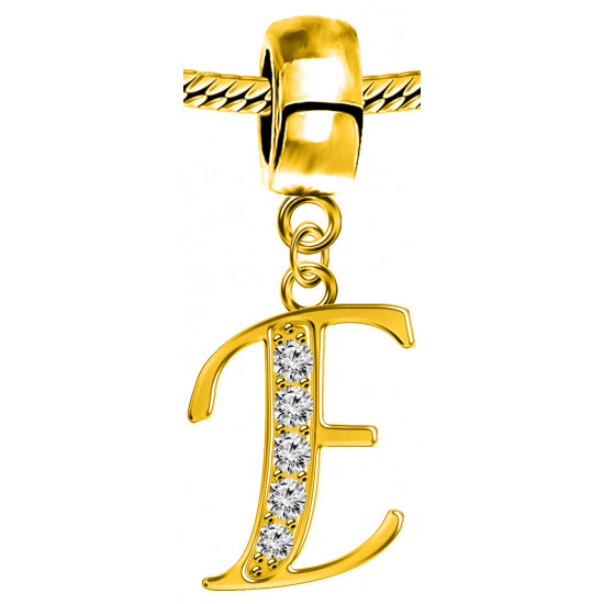 Silver Initials Gold Plated Charm - Fits all European Bracelets - Letters A to Z