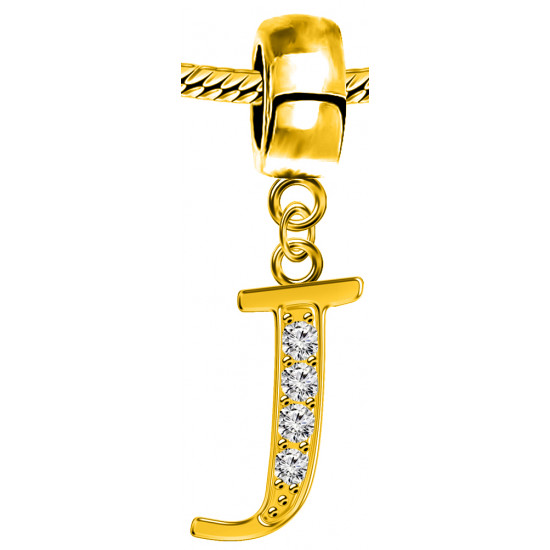 Silver Initials Gold Plated Charm - Fits all European Bracelets - Letters A to Z