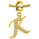 Silver Initials Gold Plated Charm - Fits all European Bracelets - Letters A to Z