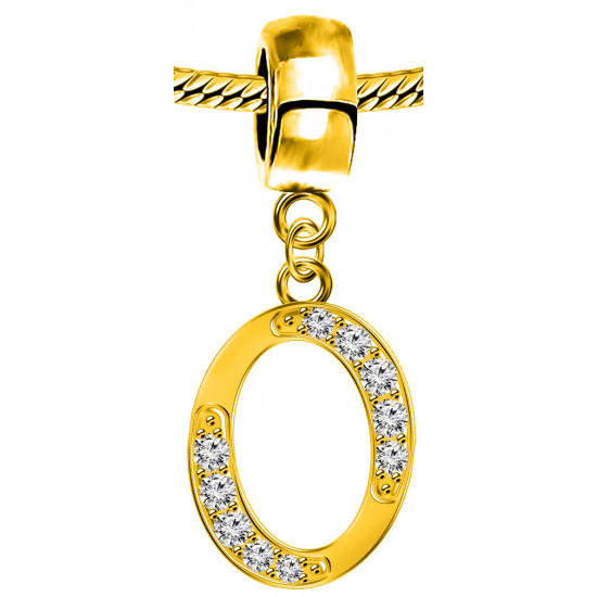 Silver Initials Gold Plated Charm - Fits all European Bracelets - Letters A to Z