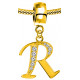 Silver Initials Gold Plated Charm - Fits all European Bracelets - Letters A to Z