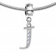 Bracelet compatible Silver Initial Charm with CZ  Crystals - Fits all European Bracelets - Letters A to Z