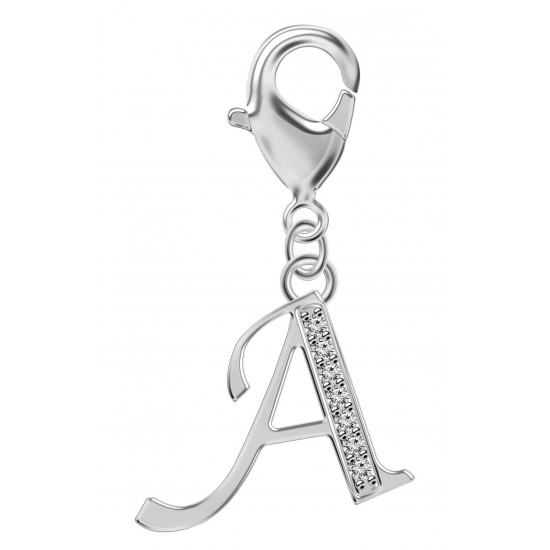 Silver European Initial Beads Spring Lobster Clasp - Fits all European Bracelets - Letters A to Z