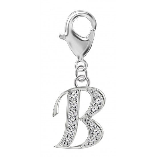 Silver European Initial Beads Spring Lobster Clasp - Fits all European Bracelets - Letters A to Z