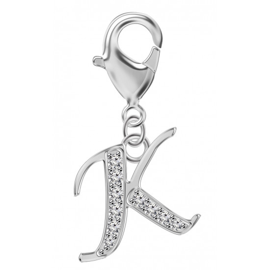 Silver European Initial Beads Spring Lobster Clasp - Fits all European Bracelets - Letters A to Z