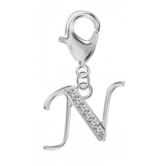Silver European Initial Beads Spring Lobster Clasp - Fits all European Bracelets - Letters A to Z