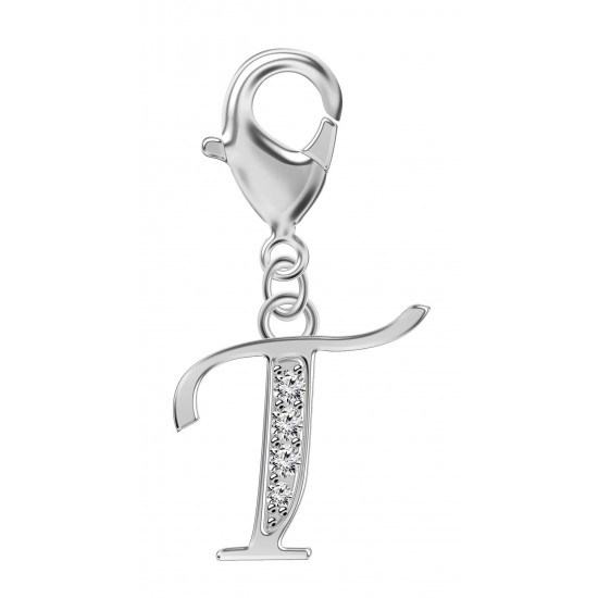 Silver European Initial Beads Spring Lobster Clasp - Fits all European Bracelets - Letters A to Z