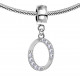 Bracelet compatible Silver Initial Charm with CZ  Crystals - Fits all European Bracelets - Letters A to Z
