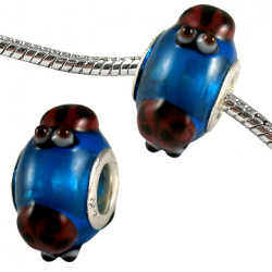Murano Glass Lady Bird Bead Charms - Fits Pandora & Troll Bracelets - Various Colours