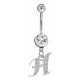 Sterling Silver Initial Dangle Belly Button Piercing Bars with CZ Crystals - Letters A to Z - All our Jewellery is Quality Checked by Sheffield Assay office
