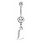 Sterling Silver Initial Dangle Belly Button Piercing Bars with CZ Crystals - Letters A to Z - All our Jewellery is Quality Checked by Sheffield Assay office