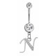 Sterling Silver Initial Dangle Belly Button Piercing Bars with CZ Crystals - Letters A to Z - All our Jewellery is Quality Checked by Sheffield Assay office
