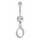 Sterling Silver Initial Dangle Belly Button Piercing Bars with CZ Crystals - Letters A to Z - All our Jewellery is Quality Checked by Sheffield Assay office