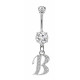 Sterling Silver Dangly Initials Piercing bars with CZ Crystals