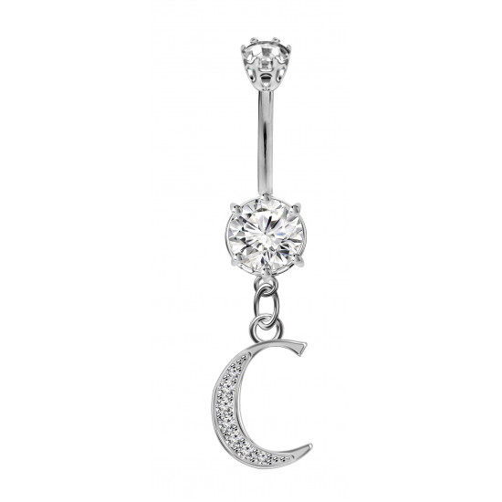 Sterling Silver Dangly Initials Piercing bars with CZ Crystals