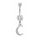 Sterling Silver Dangly Initials Piercing bars with CZ Crystals