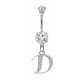 Sterling Silver Dangly Initials Piercing bars with CZ Crystals