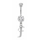 Sterling Silver Dangly Initials Piercing bars with CZ Crystals