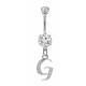 Sterling Silver Dangly Initials Piercing bars with CZ Crystals