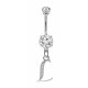 Sterling Silver Dangly Initials Piercing bars with CZ Crystals